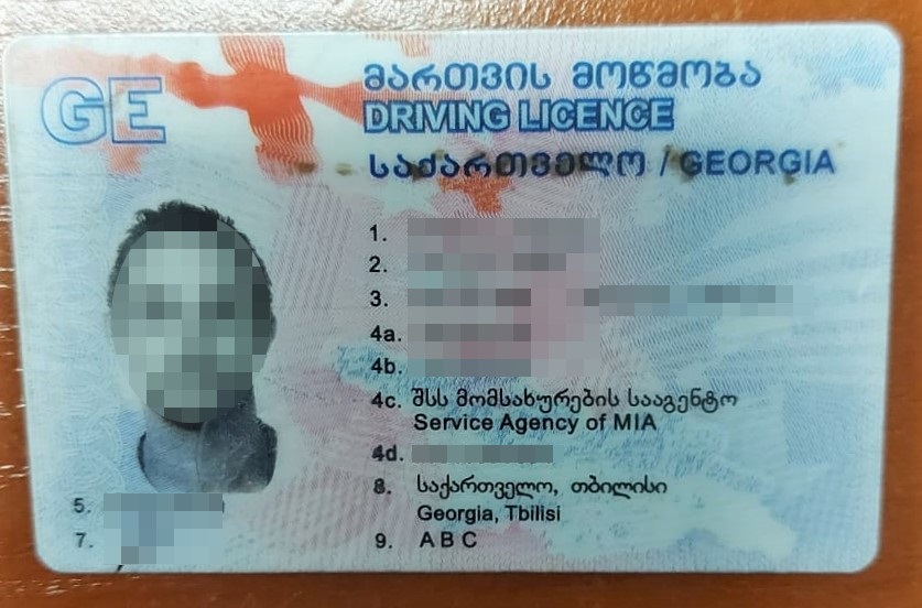 Podrobione prawo jazdy gruzińskiego kierowcy