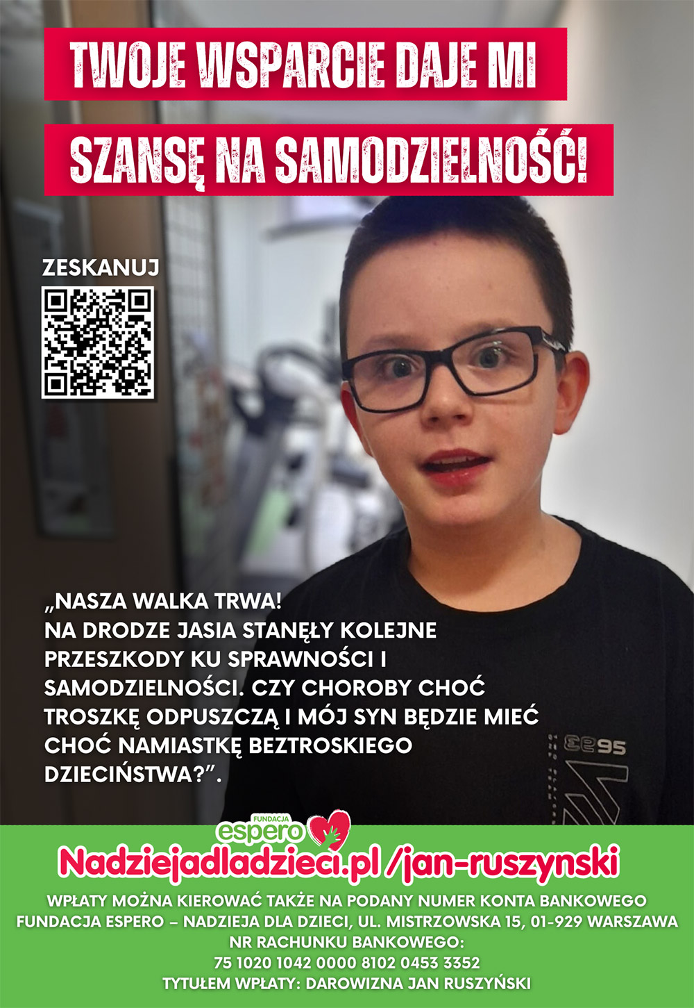 Jaś Ruszyński z Ośna Lubuskiego potrzebuje pomocy
