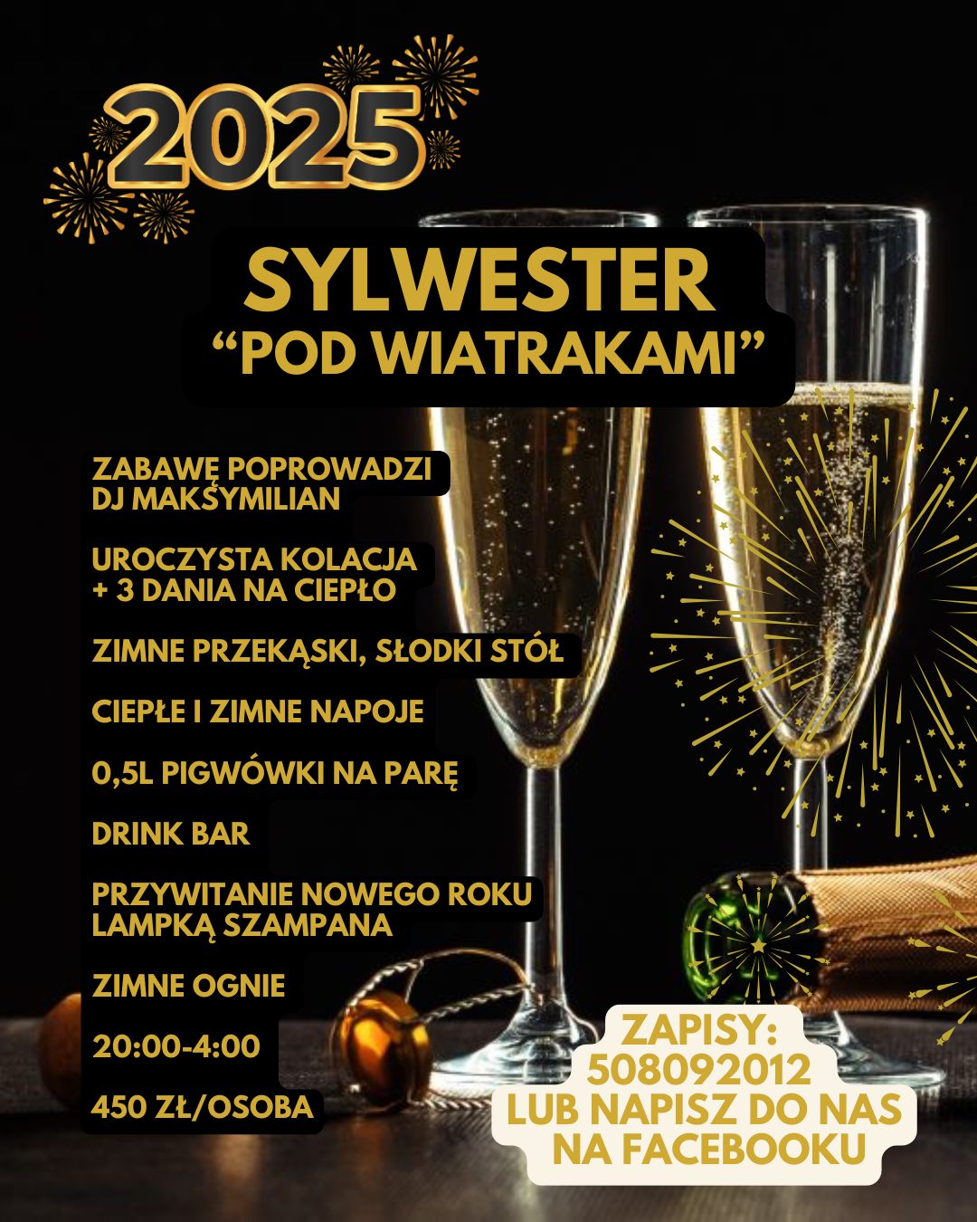 Sylwester 2024 „Pod Wiatrakami" w Golicach 