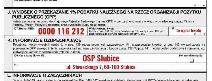 osp slubice przekaz podatek