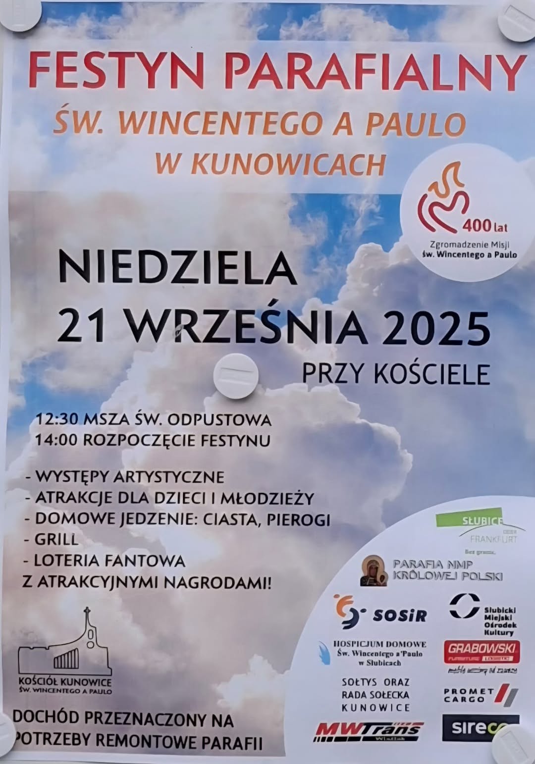 Festyn parafialny w Kunowicach już 21 września