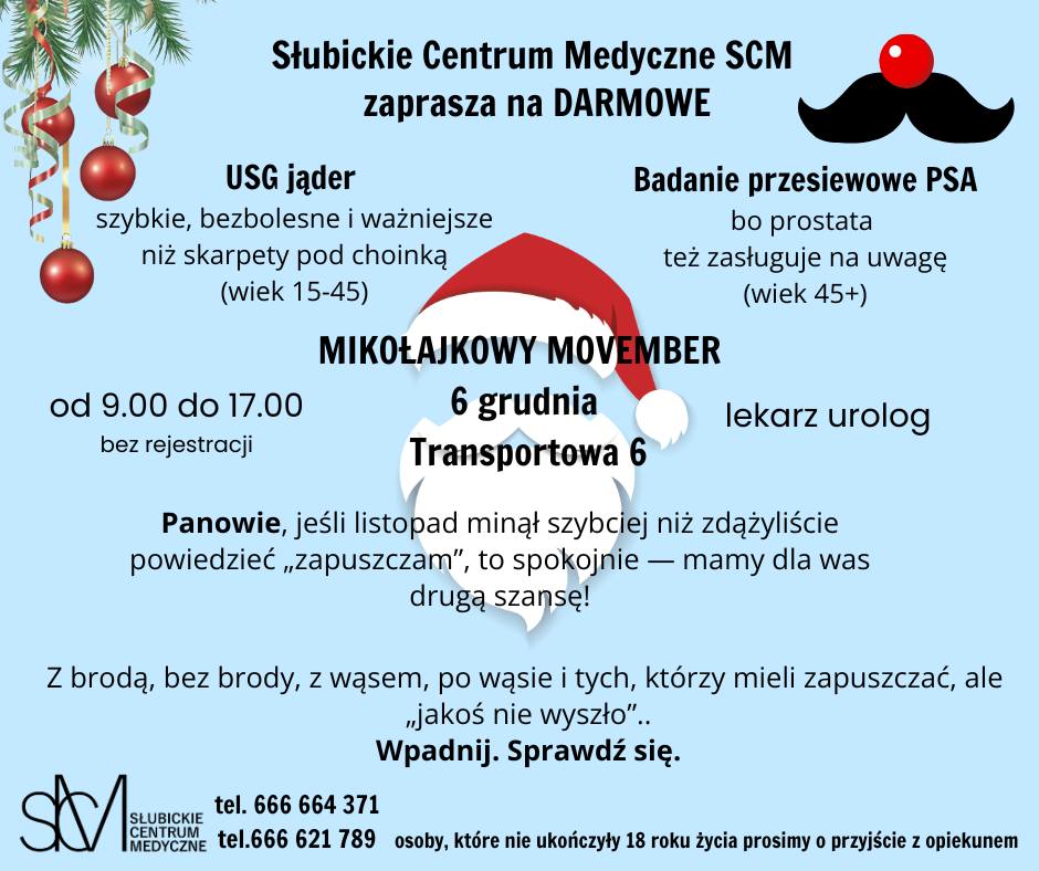 Słubickie Centrum Medyczne zaprasza na Mikołajkowy Movember
