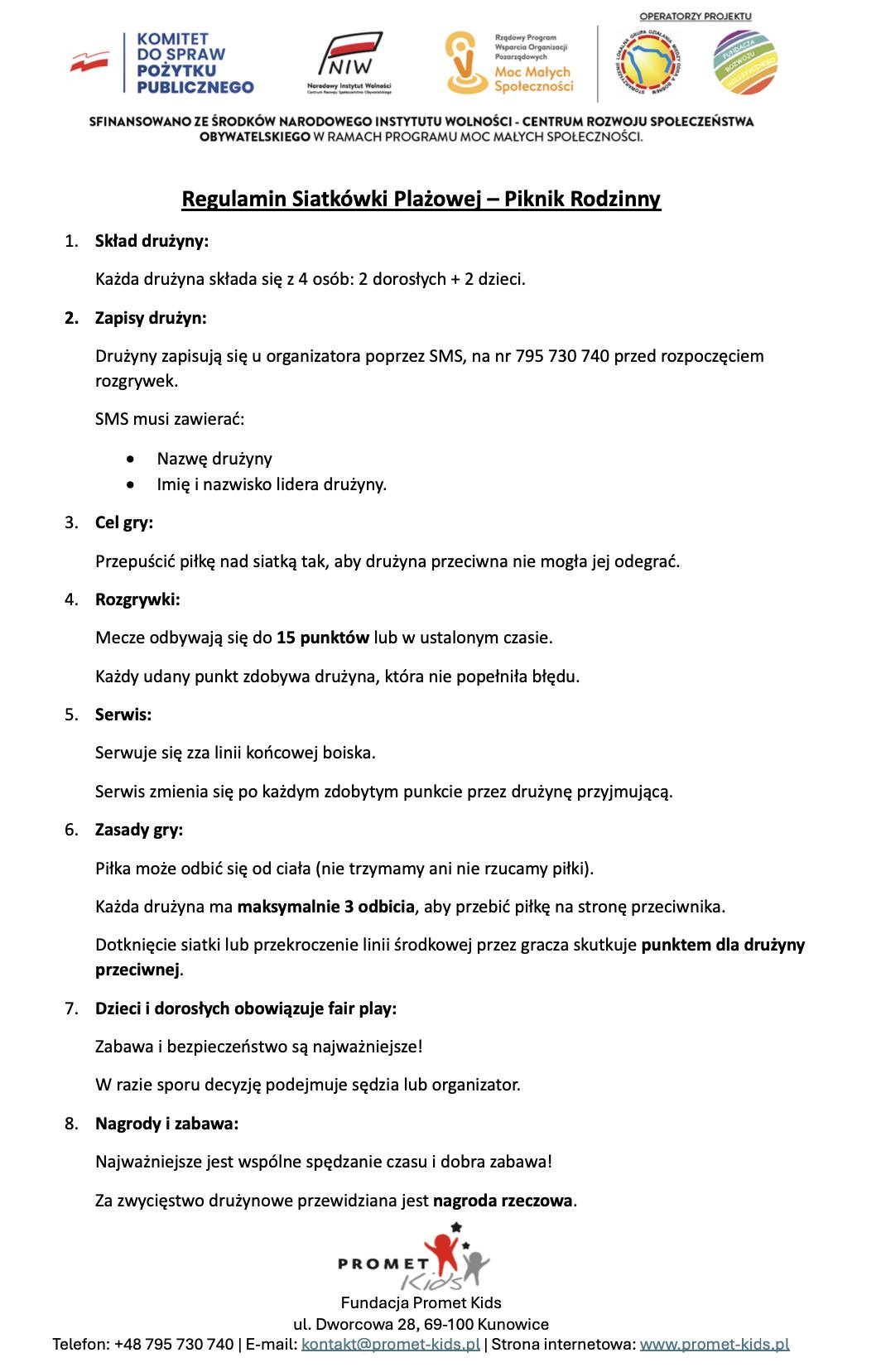 regulamin piknik bezpiecznej rodziny