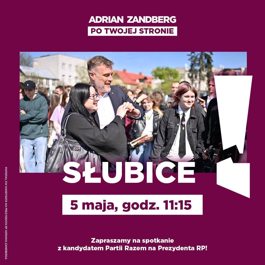 Kandydat na prezydenta Polski Adrian Zandberg odwiedzi Słubice