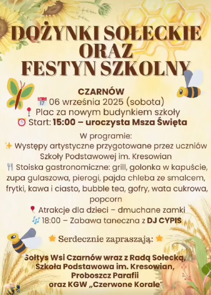 Dożynki sołeckie i festyn szkolny w Czarnowie