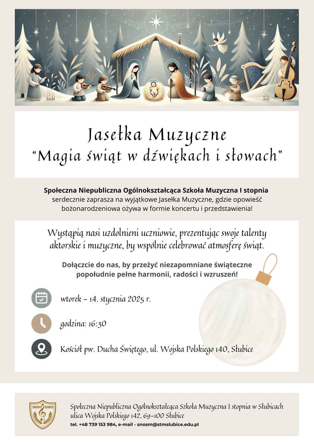 „Magia świąt w dźwiękach i słowach” – muzyczne jasełka i cegiełki dla Michałka