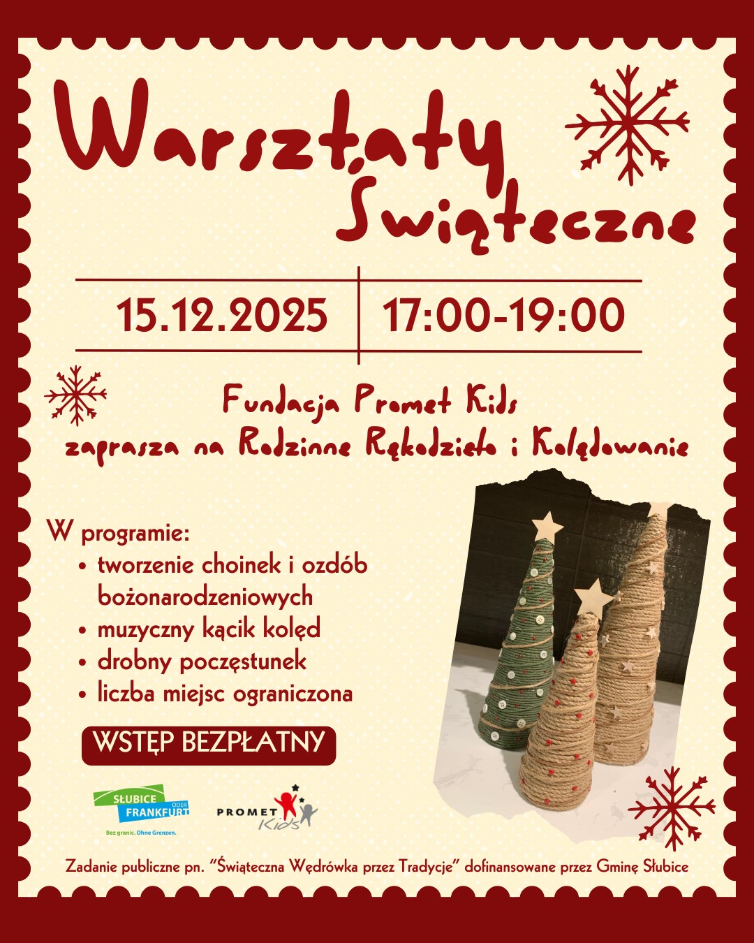 Fundacja Promet Kids zaprasza na „Rodzinne warsztaty świąteczne” w Słubicach