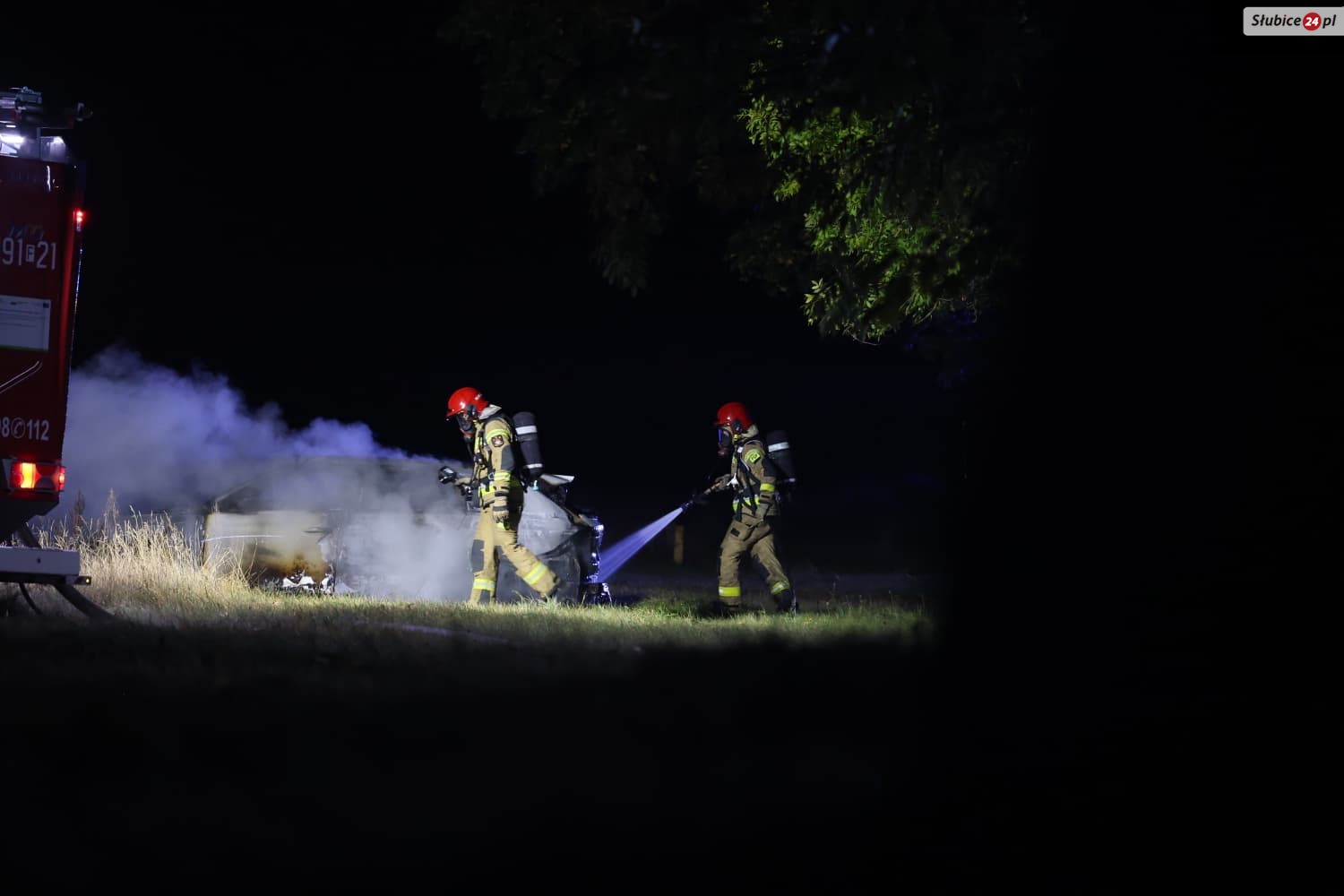 Pożar osobówki pod Drzecinem