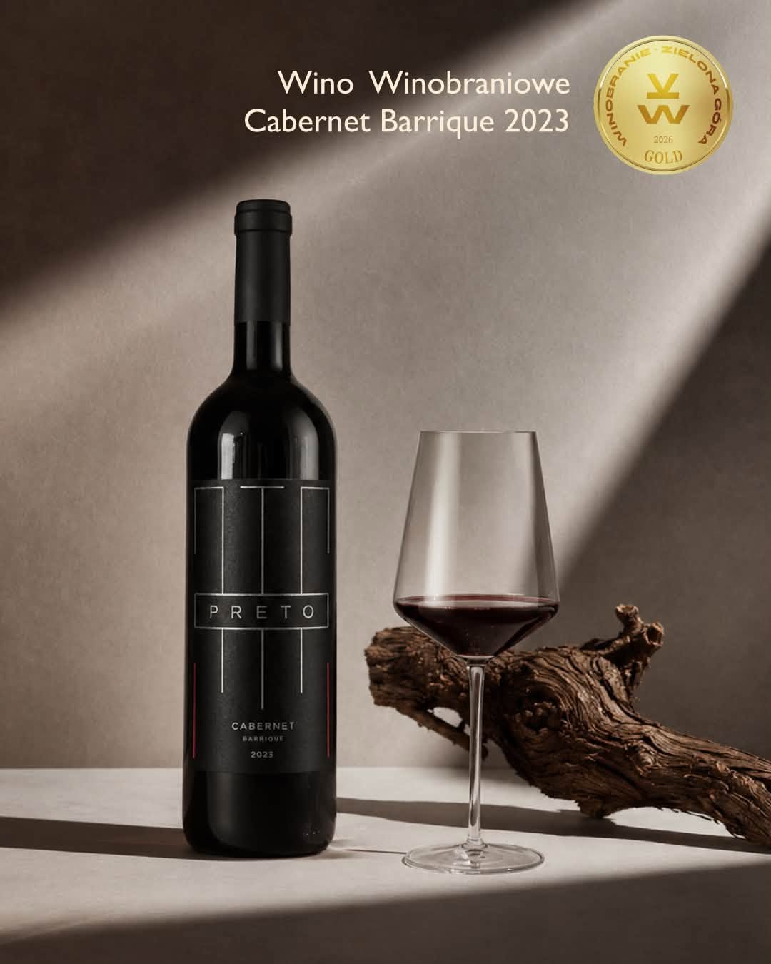 Złoty medal dla Cabernet Barrique 2023 z Winnicy Preto