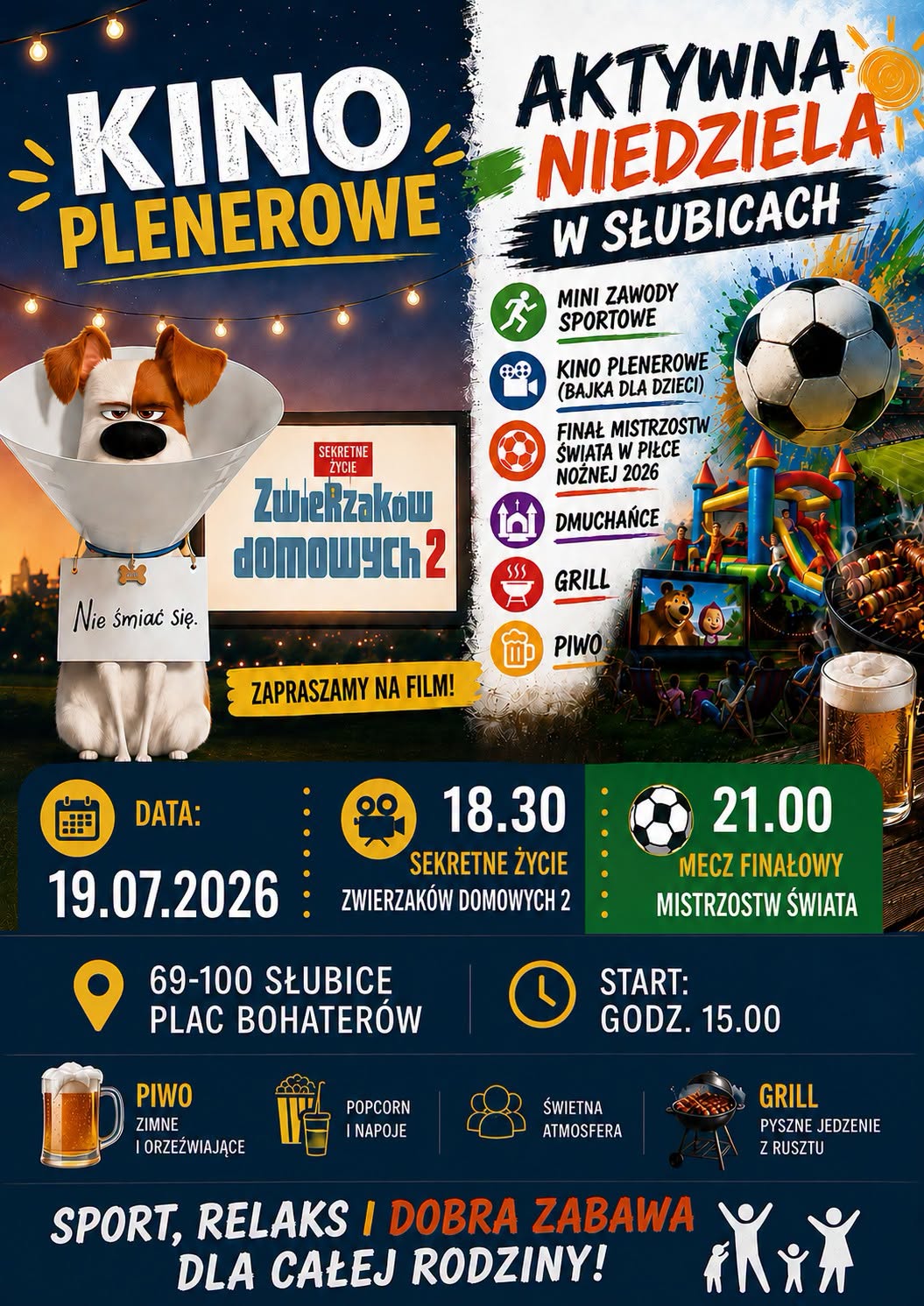 Aktywna niedziela na placu Bohaterów. Sport, kino plenerowe i finał mundialu