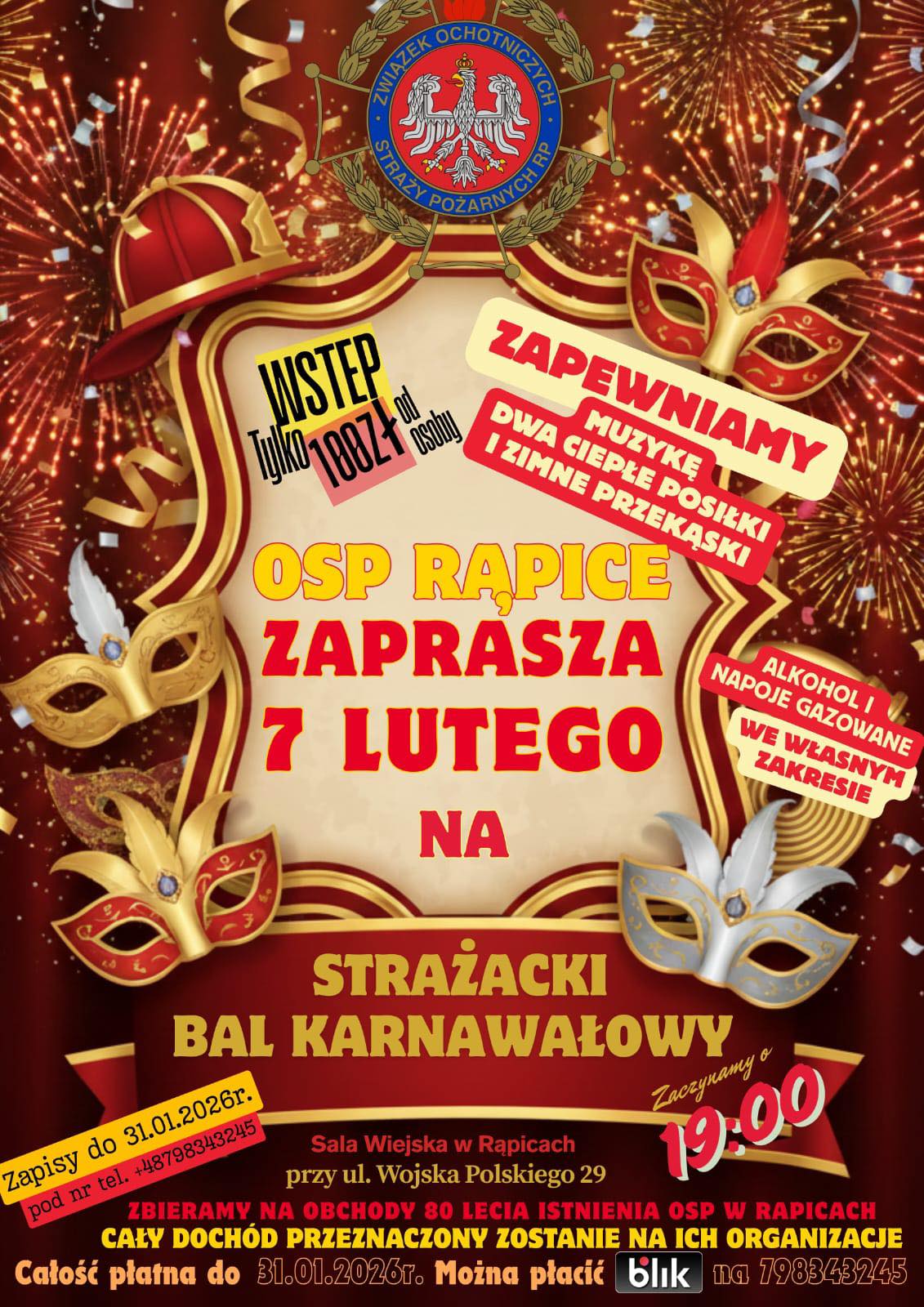 OSP Rąpice organizuje strażacki bal karnawałowy