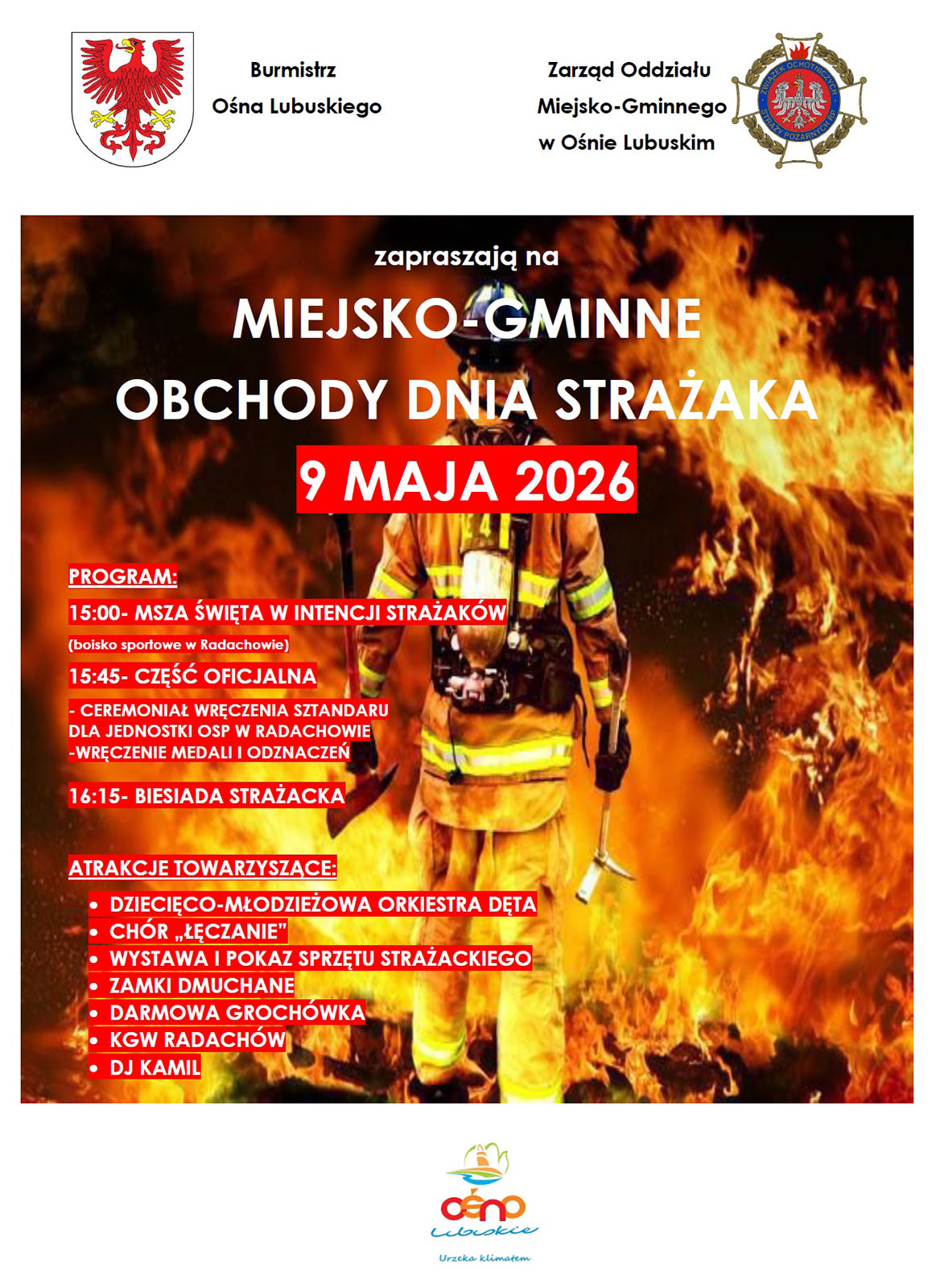 Miejsko-Gminne Obchody Dnia Strażaka w gminie Ośno Lubuskie odbędą się w Radachowie