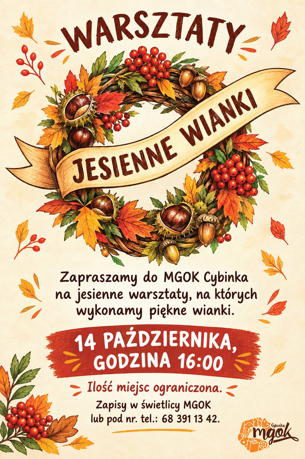 Jesienne wianki w Cybince. MGOK zaprasza na rodzinne warsztaty