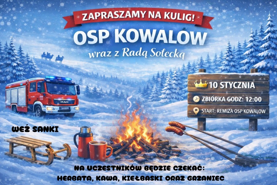 Kulig w Kowalowie. OSP i rada sołecka zapraszają na zimową przejażdżkę