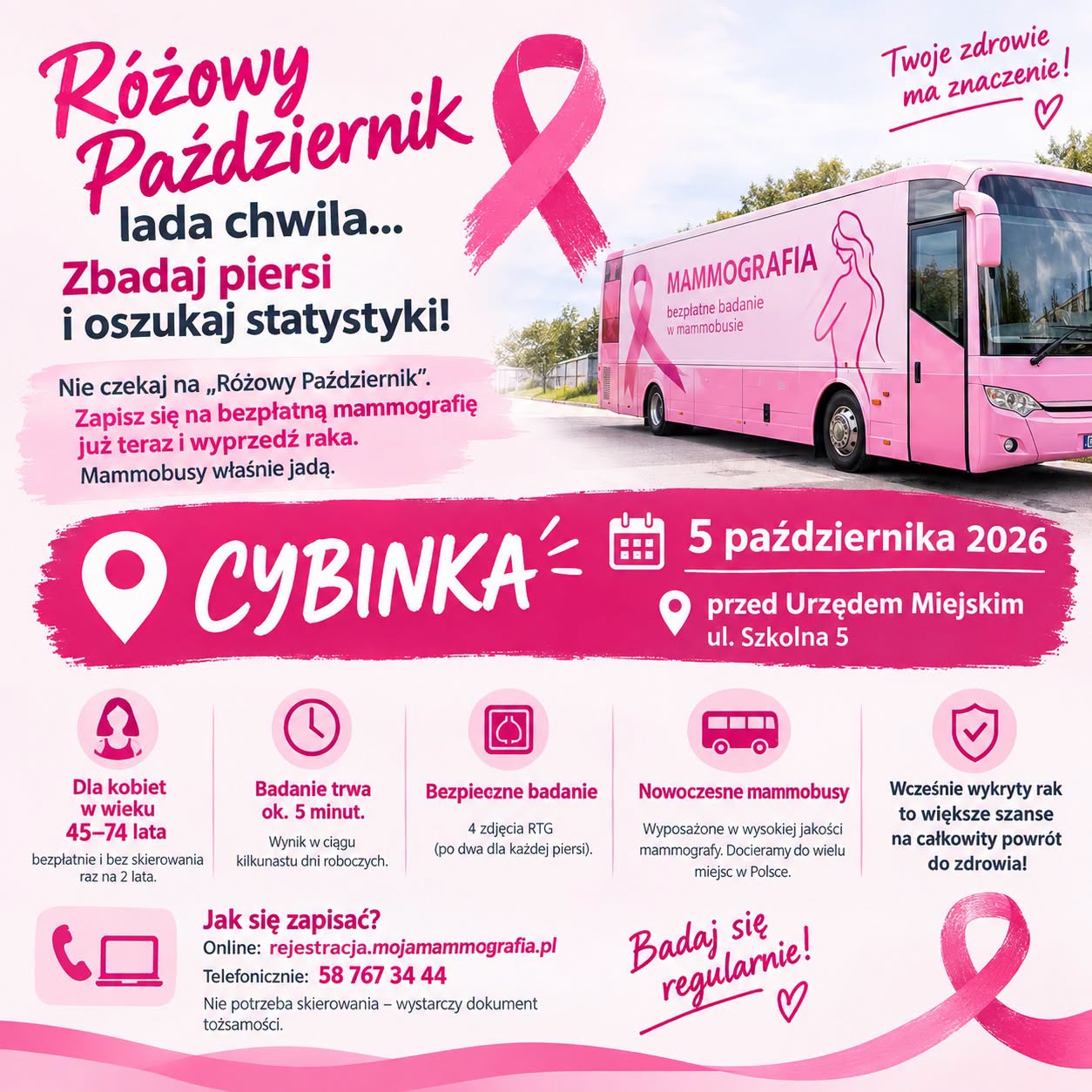 W Cybince będzie można skorzystać z bezpłatnej mammografii