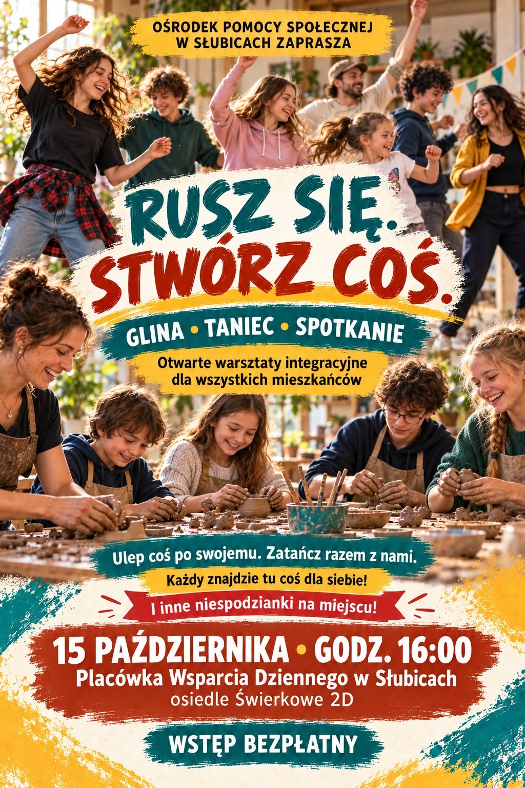 Glina, taniec i wspólne spotkanie. OPS w Słubicach zaprasza mieszkańców na otwarte warsztaty
