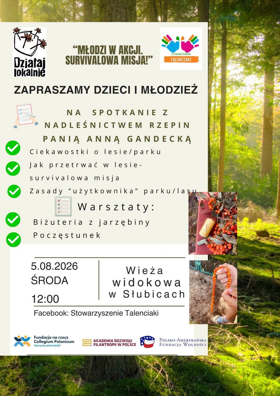 Leśna przygoda z Talenciakami. W Parku SOSiR odbędą się bezpłatne warsztaty survivalowe