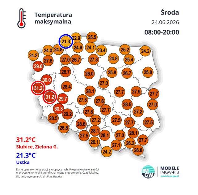 temp 24 czerwca 2