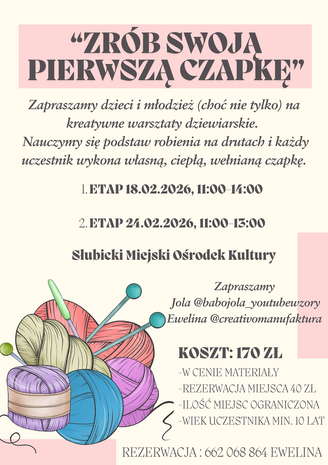 SMOK zaprasza na warsztaty dziewiarskie