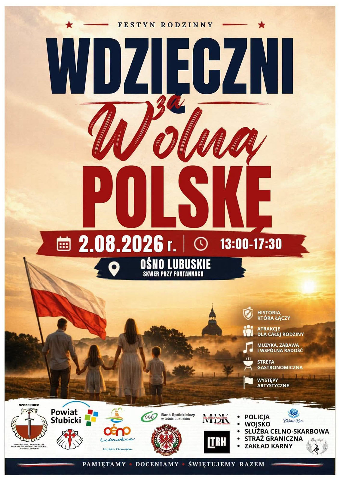 Festyn „Wdzięczni za Wolną Polskę” w Ośnie Lubuskim. W programie atrakcje dla całych rodzin