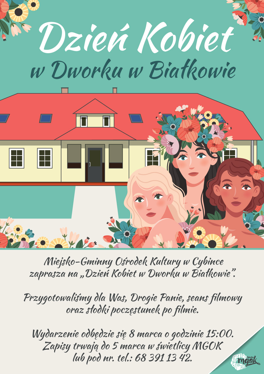 MGOK Cybinka zaprasza na Dzień Kobiet w Dworku w Białkowie