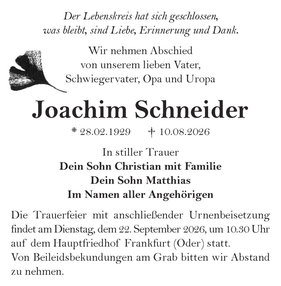 nekrolog joachim schneider